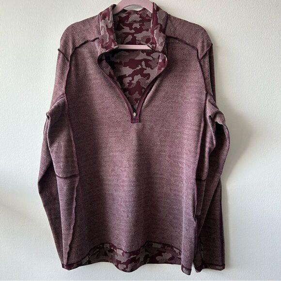 Lululemon Surge Warm 1/2 Zip Jacquard in burgundy - Picture 7 of 11
